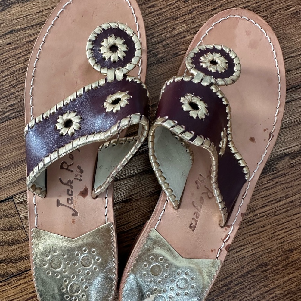 Jack Rogers Brown and Gold Women's Sandals